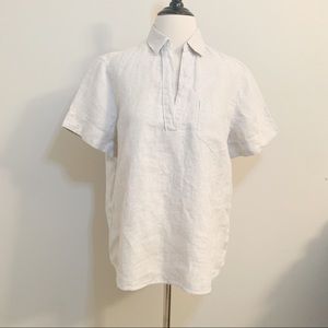 J Crew Linen Pullover Top Tan Sz S